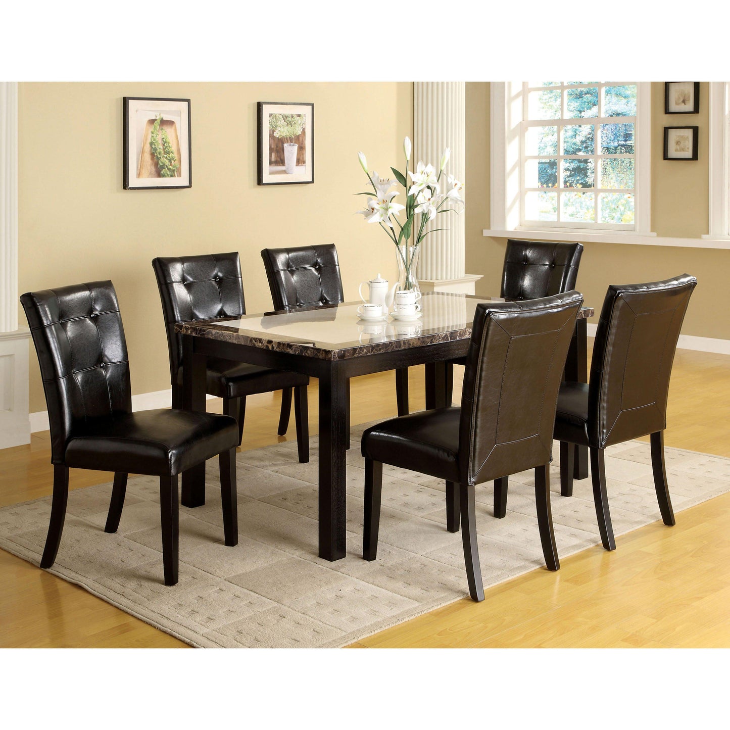 Furniture of America Atlas I Dining Table with Faux Marble Top CM3188T-60 IMAGE 3