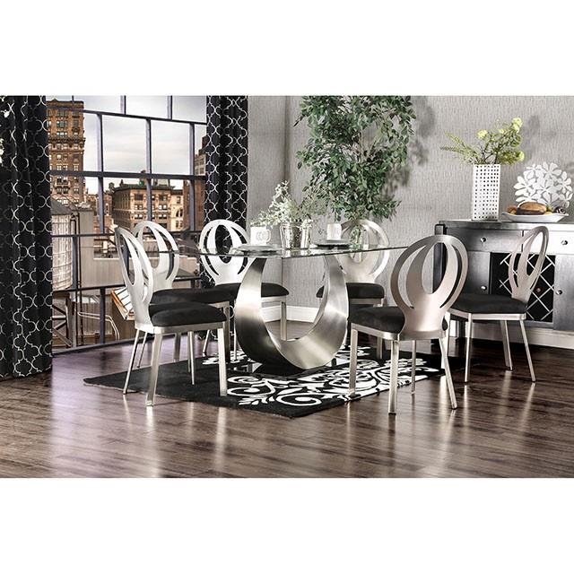 Furniture of America Orla Dining Table with Glass Top and Pedestal Base CM3726T-TABLE IMAGE 2