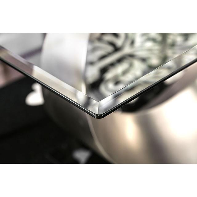 Furniture of America Orla Dining Table with Glass Top and Pedestal Base CM3726T-TABLE IMAGE 4