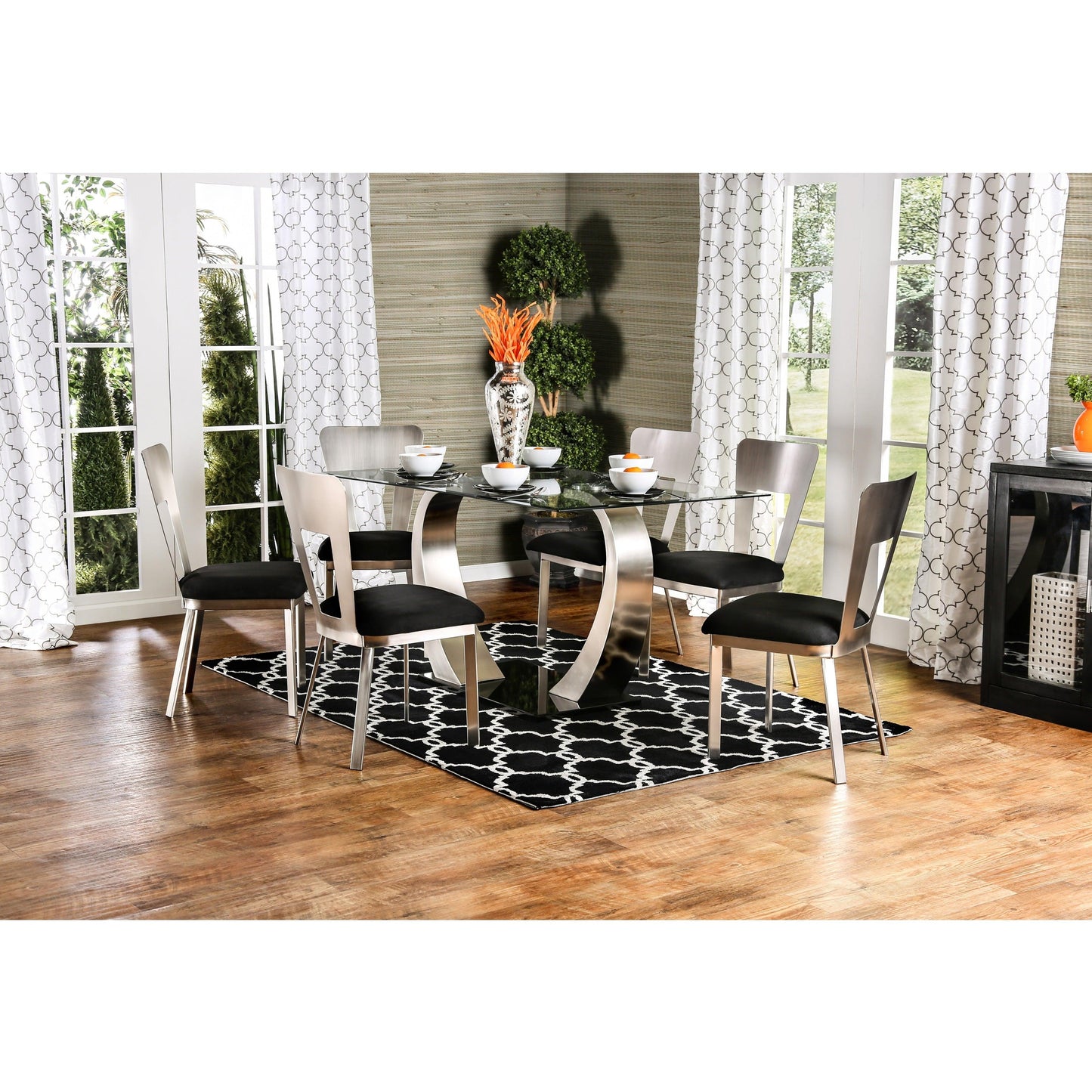 Furniture of America Nova Dining Table with Glass Top and Pedestal Base CM3728T-TABLE IMAGE 9
