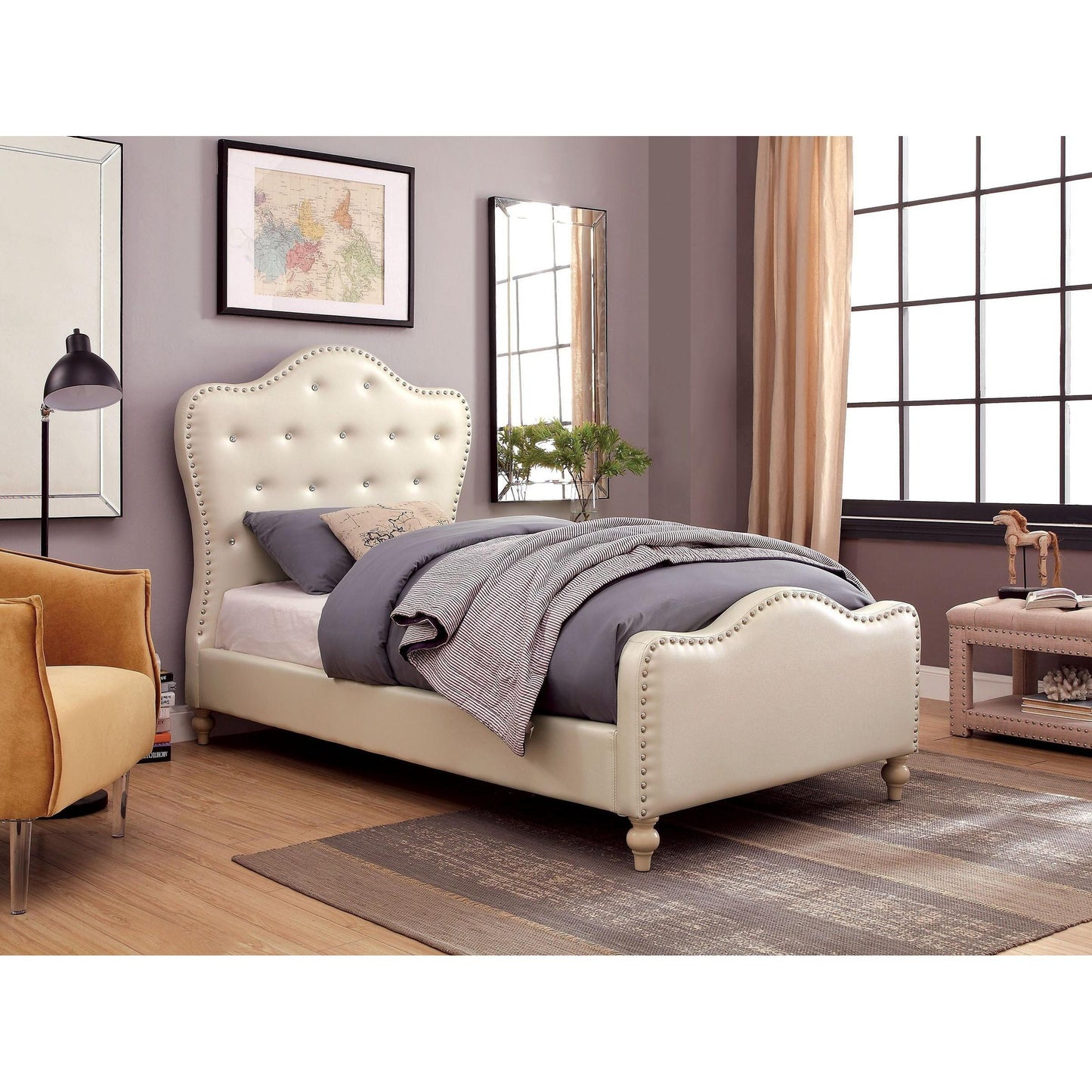 Furniture of America Sugar Twin Panel Bed CM7884IV-T-BED IMAGE 5