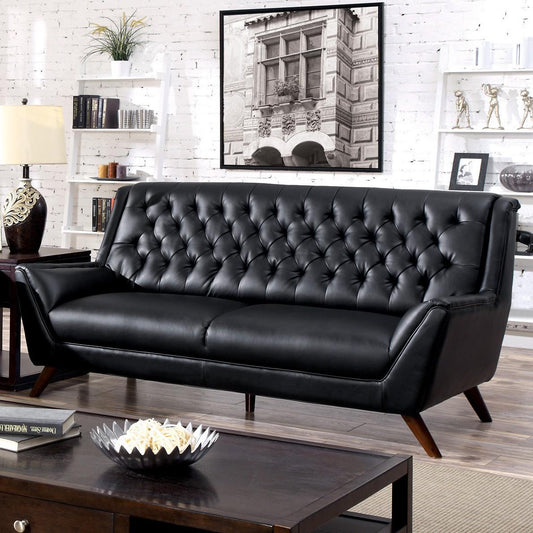 Furniture of America Leia Stationary Bonded Leather Sofa CM6035BK-SF IMAGE 1
