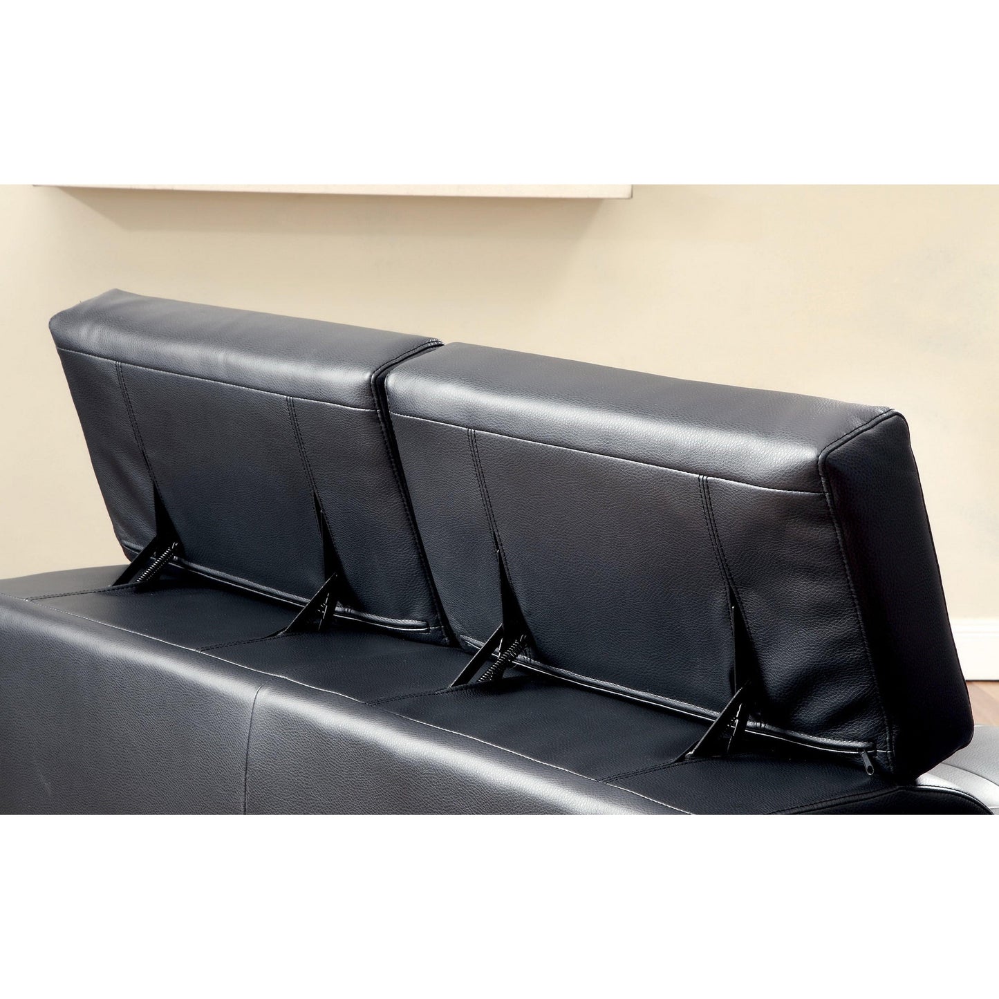 Furniture of America Kemina Stationary Bonded Leather 2 Pc Sectional CM6833BK-SET IMAGE 2