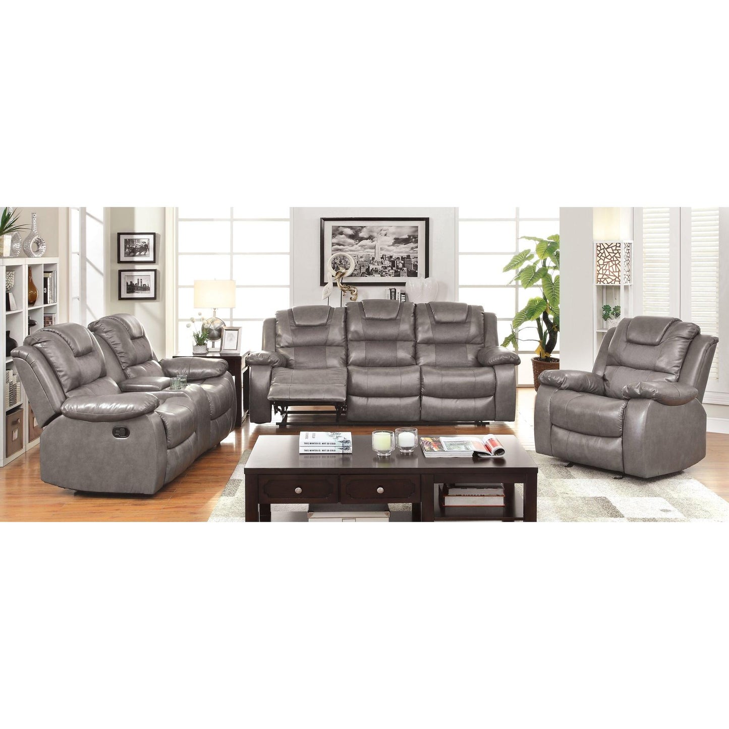 Furniture of America Grandolf Reclining Bonded Leather Match Loveseat CM6813LV IMAGE 8