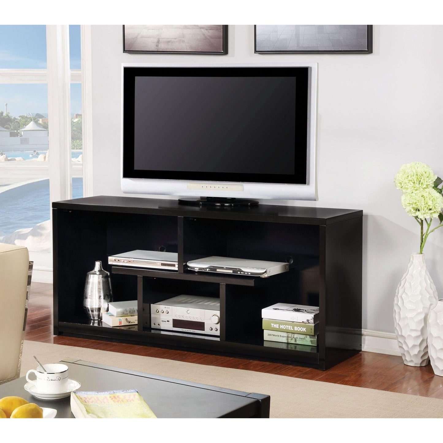 Furniture of America Lommel TV Stand with Cable Management CM5044BK-TV-72 IMAGE 3