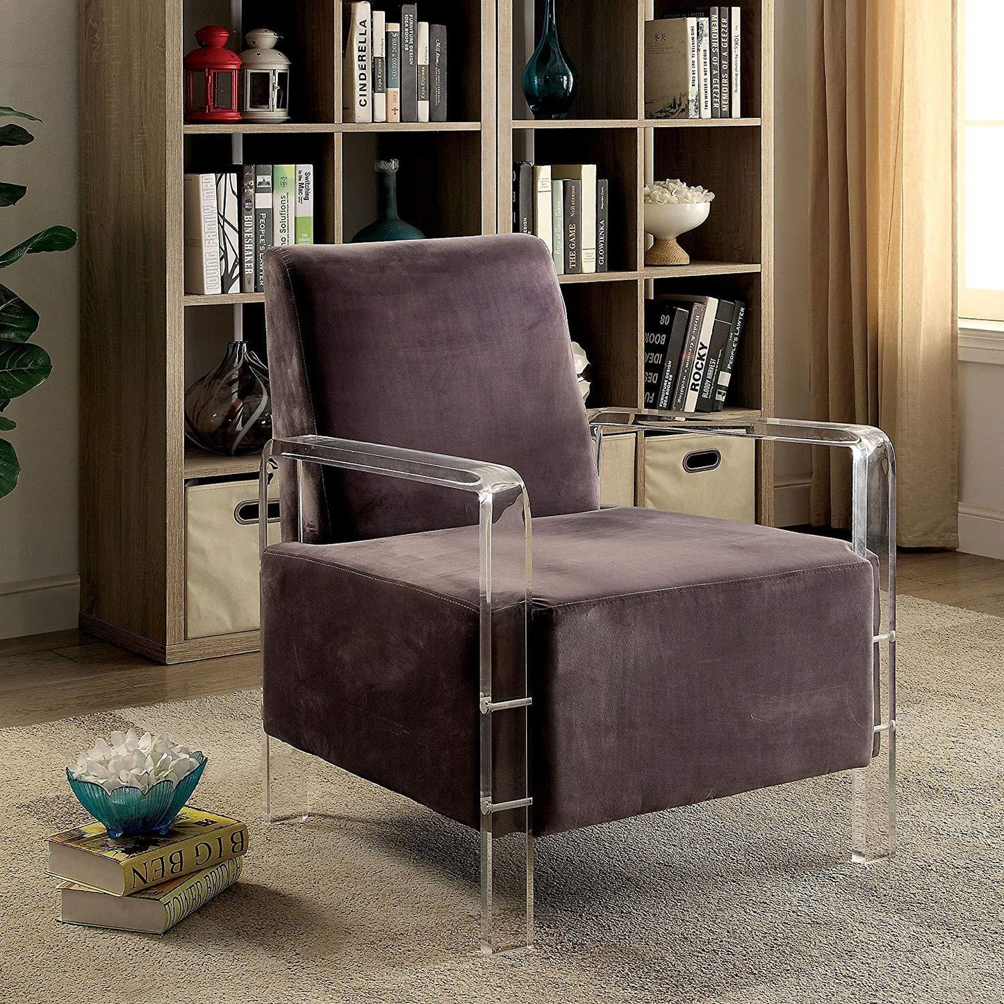 Furniture of America Eloise Stationary Fabric Accent Chair CM-AC6187GY IMAGE 2