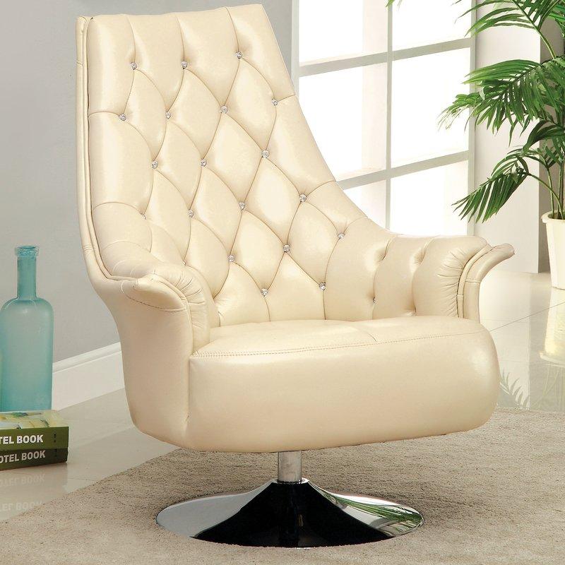 Furniture of America Wyn Swivel Leather Look Accent Chair CM-AC6805 IMAGE 3