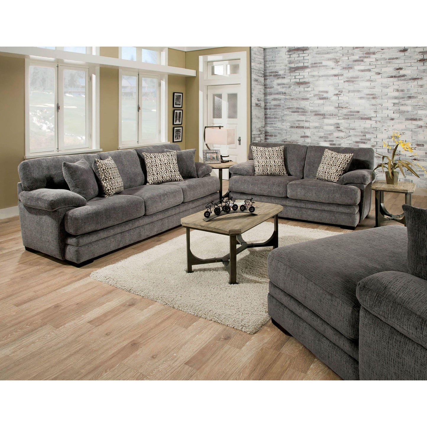 Furniture of America Abrianna Stationary Fabric Sofa SM5162GY-SF IMAGE 3