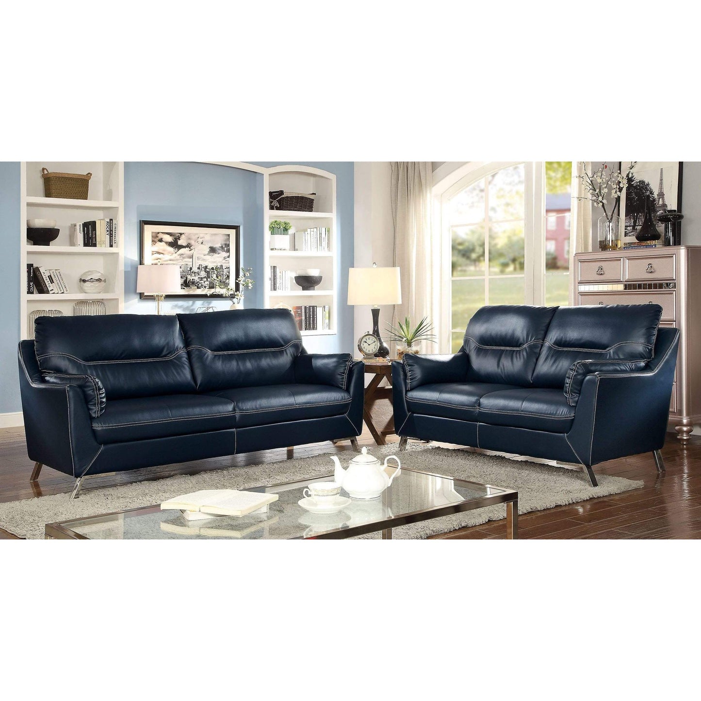 Furniture of America Nichola Stationary Leatherette Sofa CM6008BL-SF IMAGE 5
