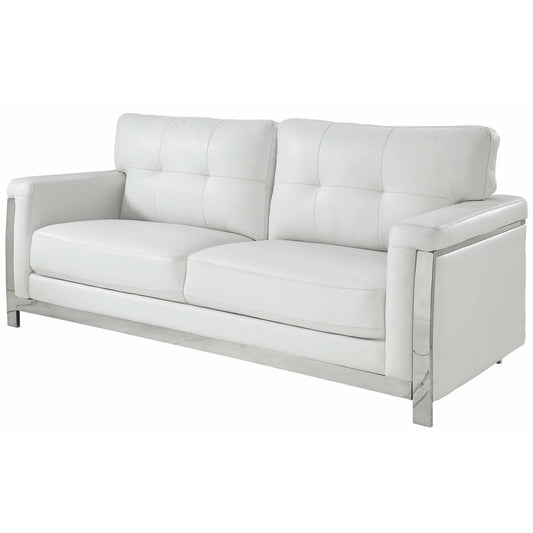 Furniture of America Nanette Stationary Leather Look Sofa CM6425WH-SF IMAGE 1