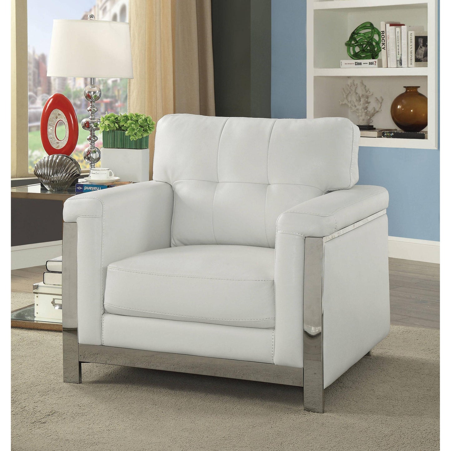 Furniture of America Nanette Stationary Leather Look Chair CM6425WH-CH IMAGE 6