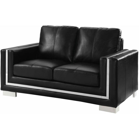 Furniture of America Perla Stationary Leather Look Loveseat CM6424BK-LV IMAGE 1