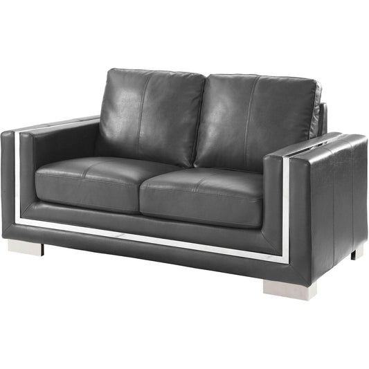 Furniture of America Perla Stationary Leather Look Loveseat CM6424GY-LV IMAGE 1
