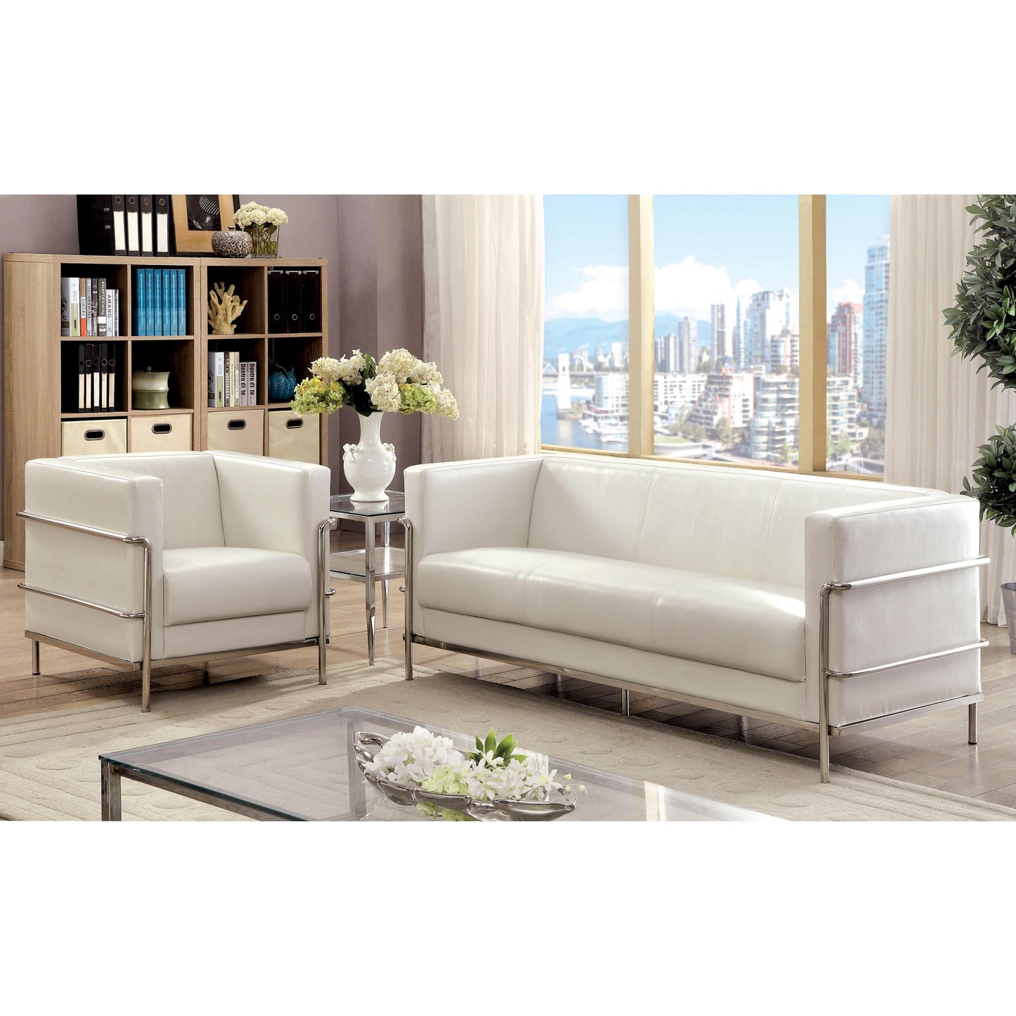 Furniture of America Leifur Stationary Leatherette Chair CM6791WH-CH IMAGE 4