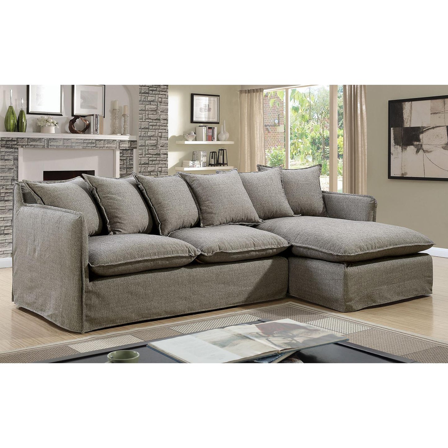 Furniture of America Rosanna II Fabric 2 pc Sectional CM6367GY-SECT IMAGE 1