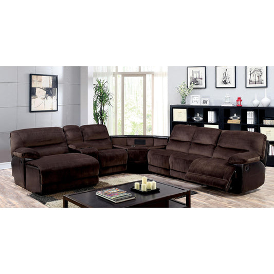 Furniture of America Glasgow Reclining Fabric 5 pc Sectional CM6822-T-SECT IMAGE 1