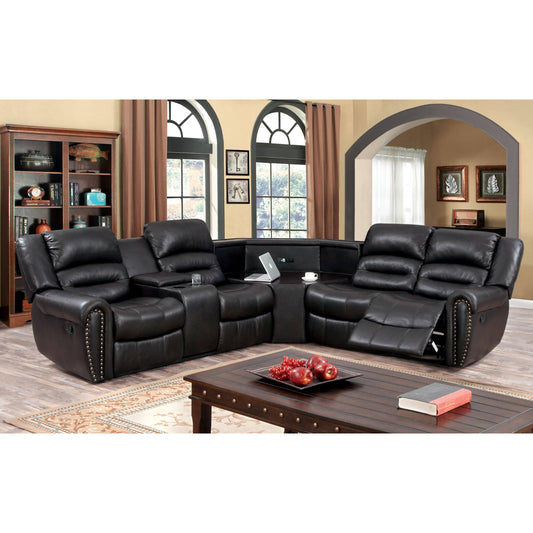 Furniture of America Wales Reclining Leatherette 3 pc Sectional CM6987-SECTIONAL IMAGE 1