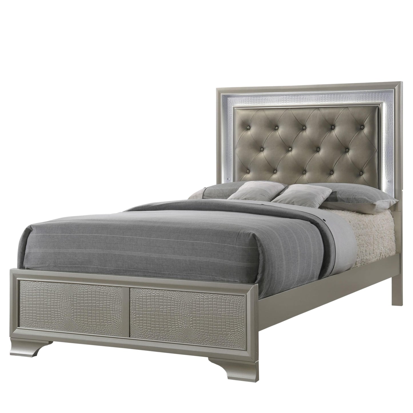 Crown Mark Lyssa Full Upholstered Panel Bed B4300-F-HBFB/B4300-FT-RAIL IMAGE 1