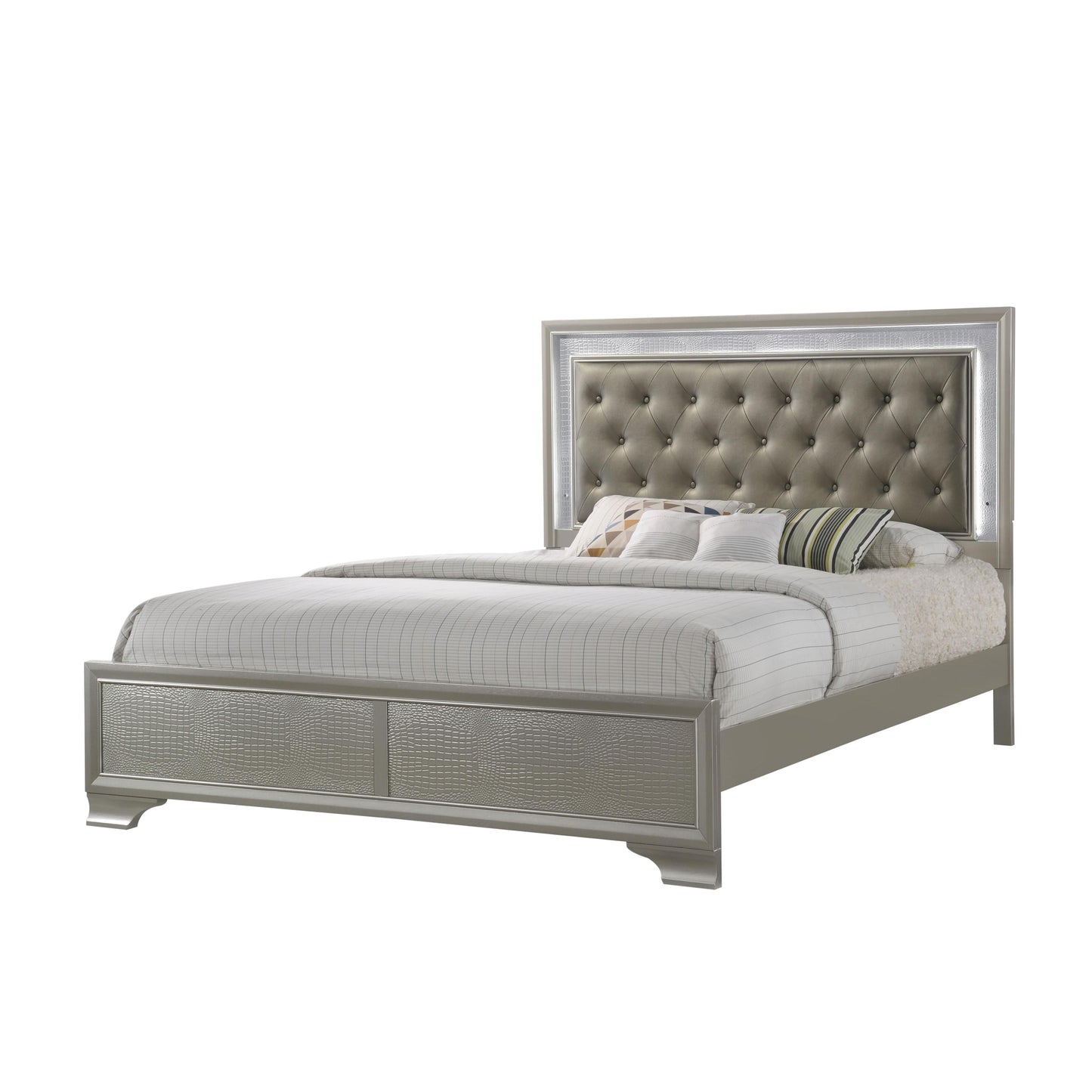 Crown Mark Lyssa King Upholstered Panel Bed B4300-K-HBFB/B4300-KQ-RAIL IMAGE 2