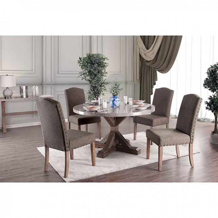 Furniture of America Round Bridgen Dining Table with Pedestal Base CM3429RT-TABLE IMAGE 2