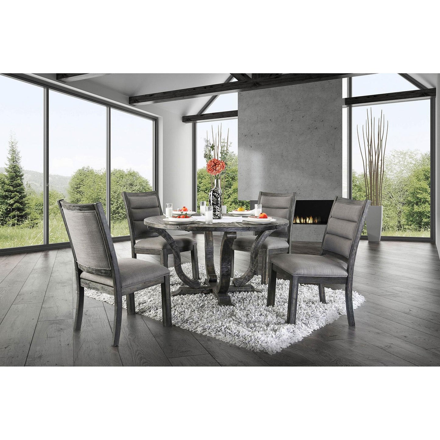 Furniture of America Round Isabelle Dining Table CM3395GY-RT IMAGE 4
