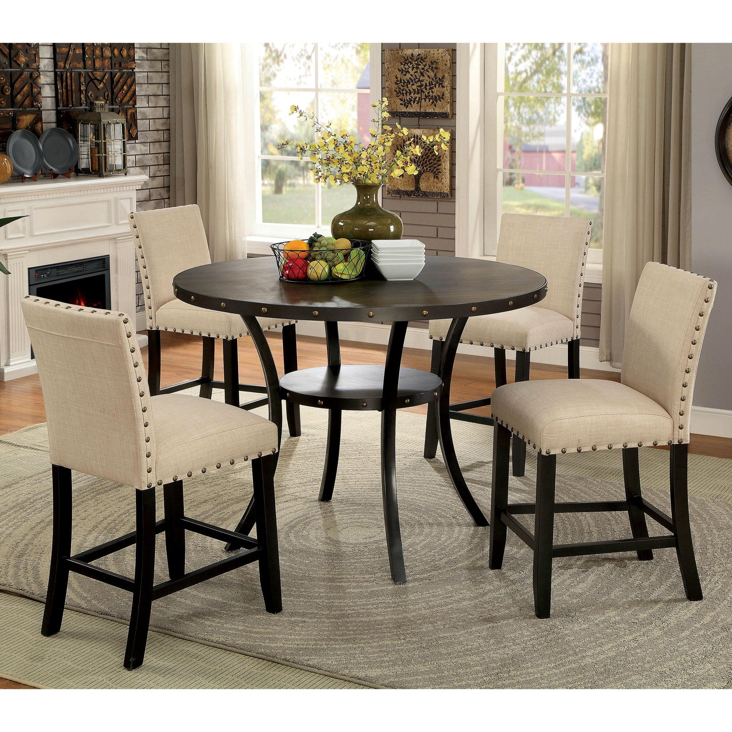 Furniture of America Round Kaitlin Counter Height Dining Table CM3323RPT IMAGE 5