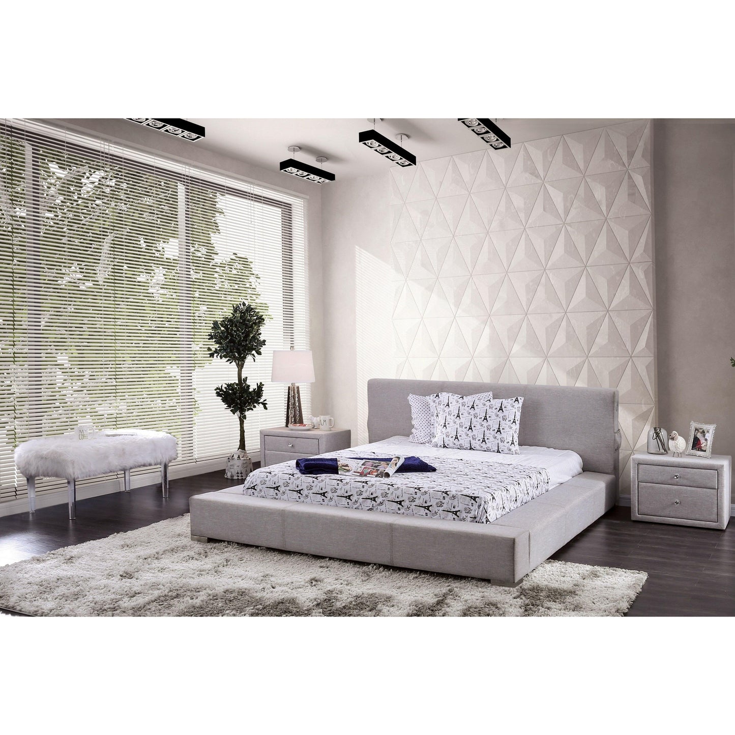 Furniture of America Canaves Queen Upholstered Platform Bed CM7142LG-Q-BED IMAGE 4