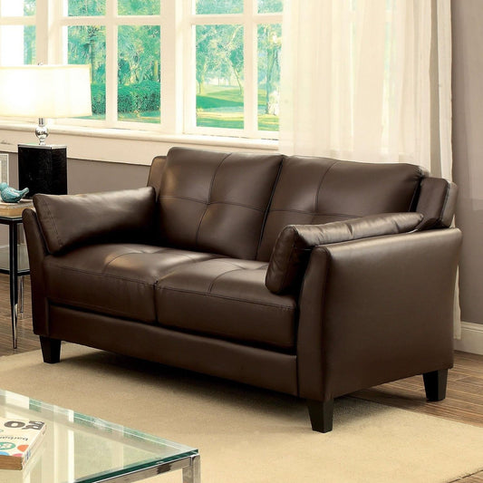 Furniture of America Pierre Stationary Leatherette Loveseat CM6717BR-LV-PK IMAGE 1