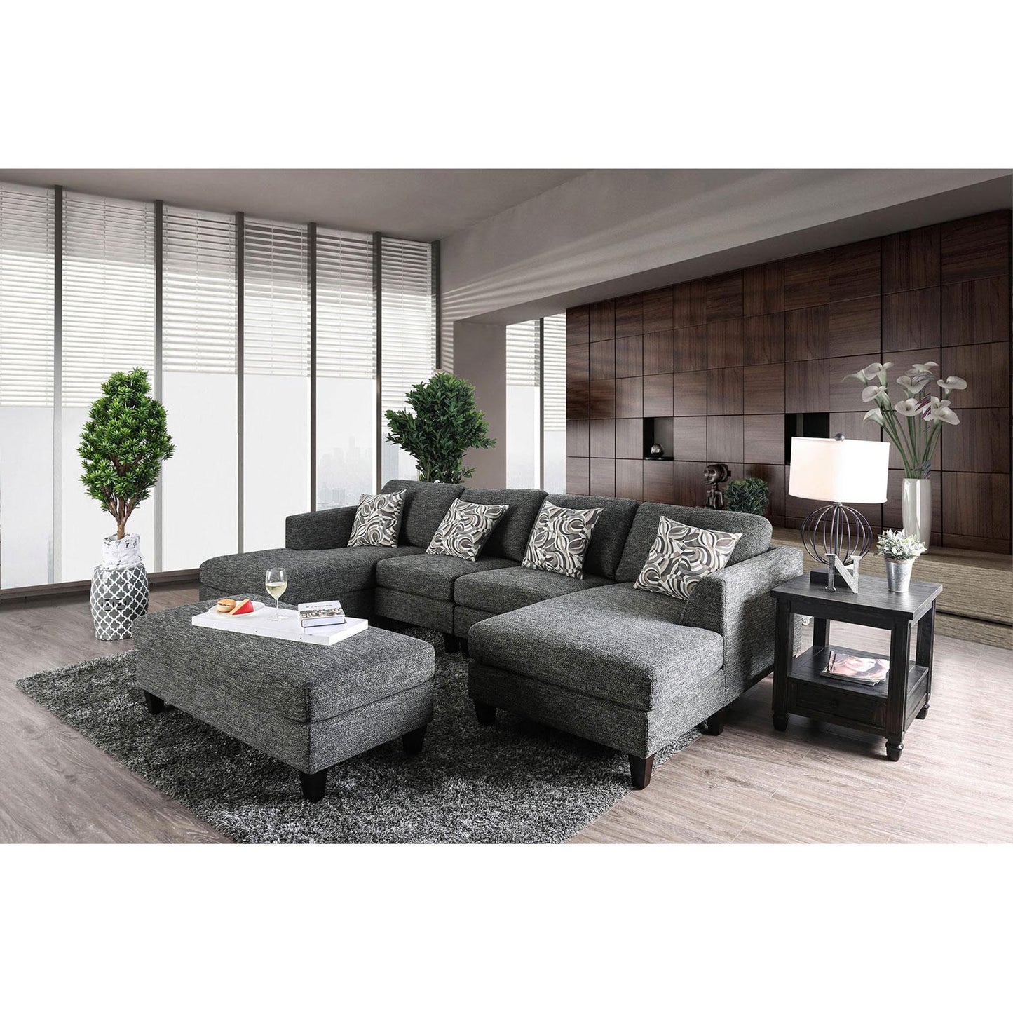Furniture of America Lowry CM6363-SET Sectional w/ Ottoman IMAGE 1