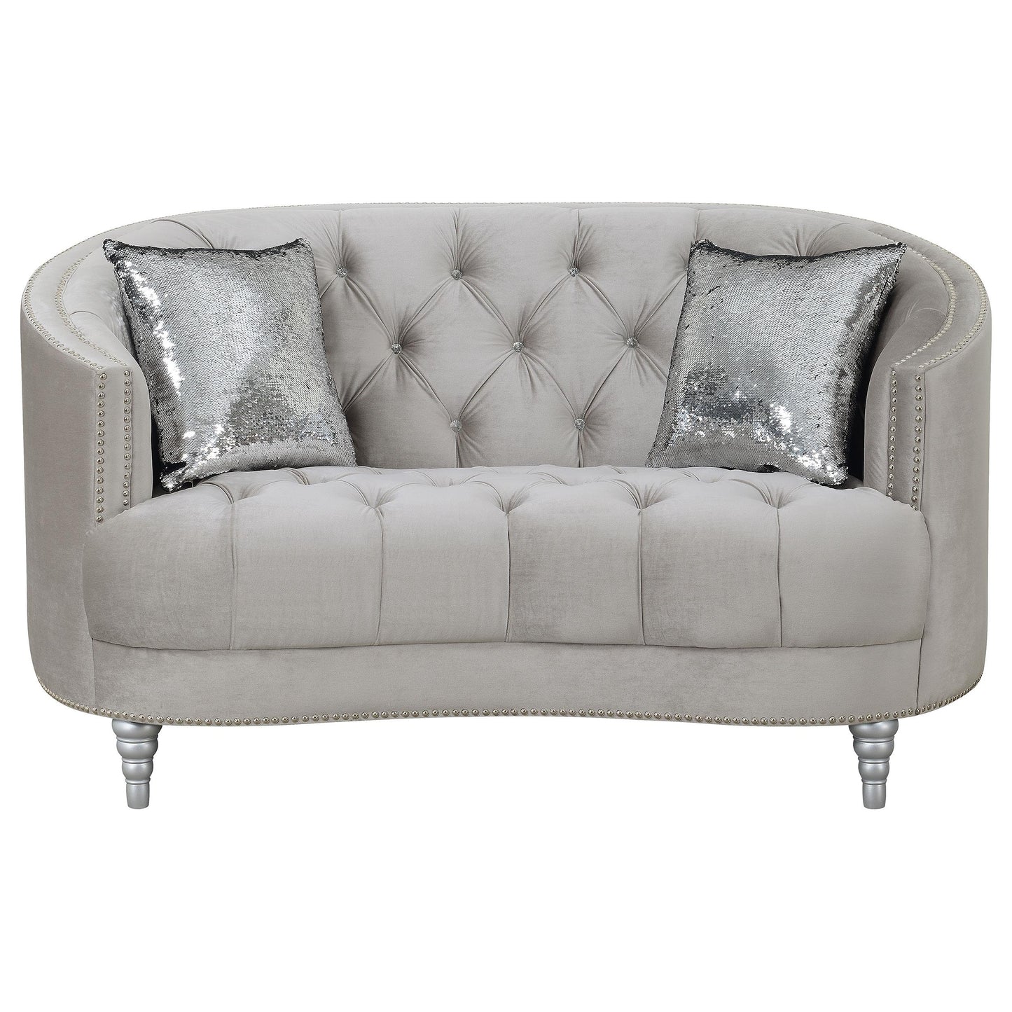 Coaster Furniture Avonlea 508462 Upholstered Sloped Arm Loveseat - Grey Velvet IMAGE 2