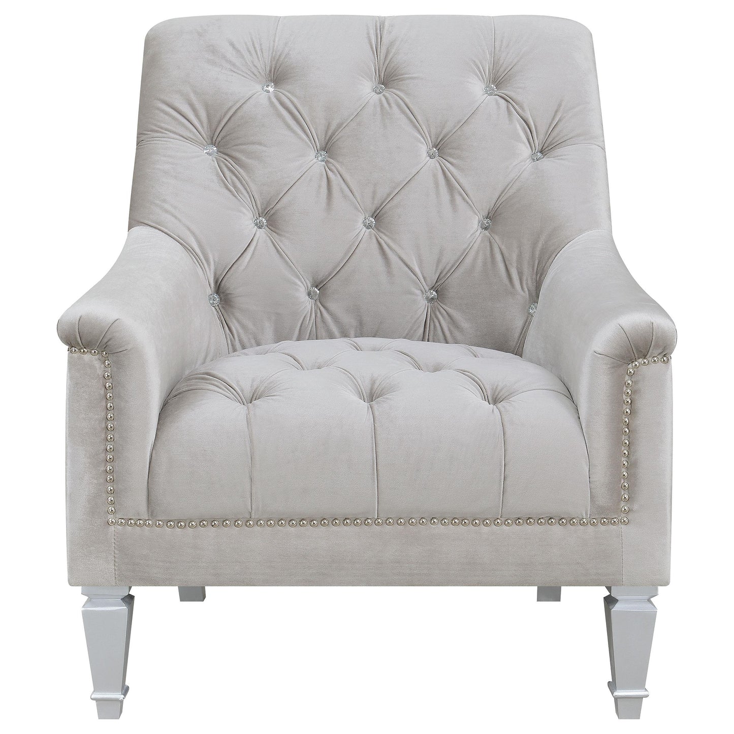 Coaster Furniture Avonlea 508463 Velvet Upholstered Sloped Arm Chair - Grey Velvet IMAGE 2