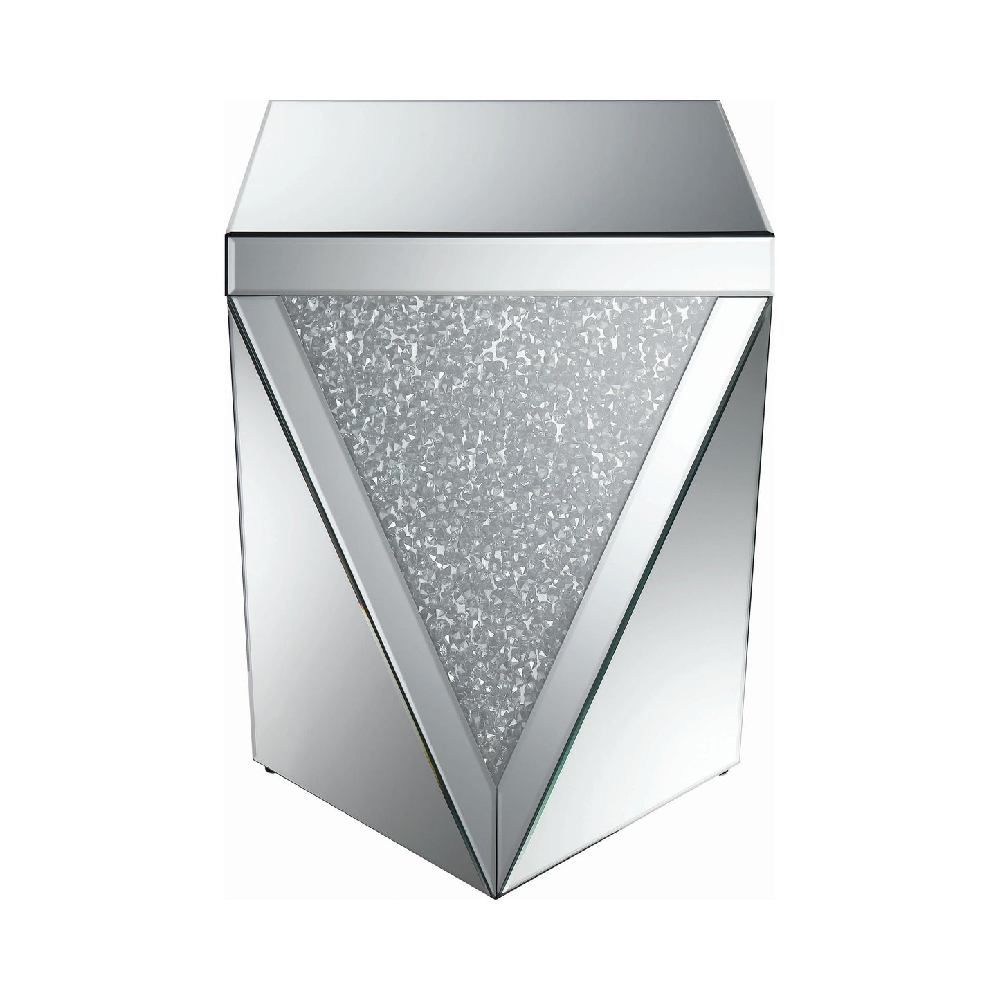 Coaster Furniture Amore 722507 Square Mirrored Acrylic Crystal Side End Table - Silver IMAGE 2