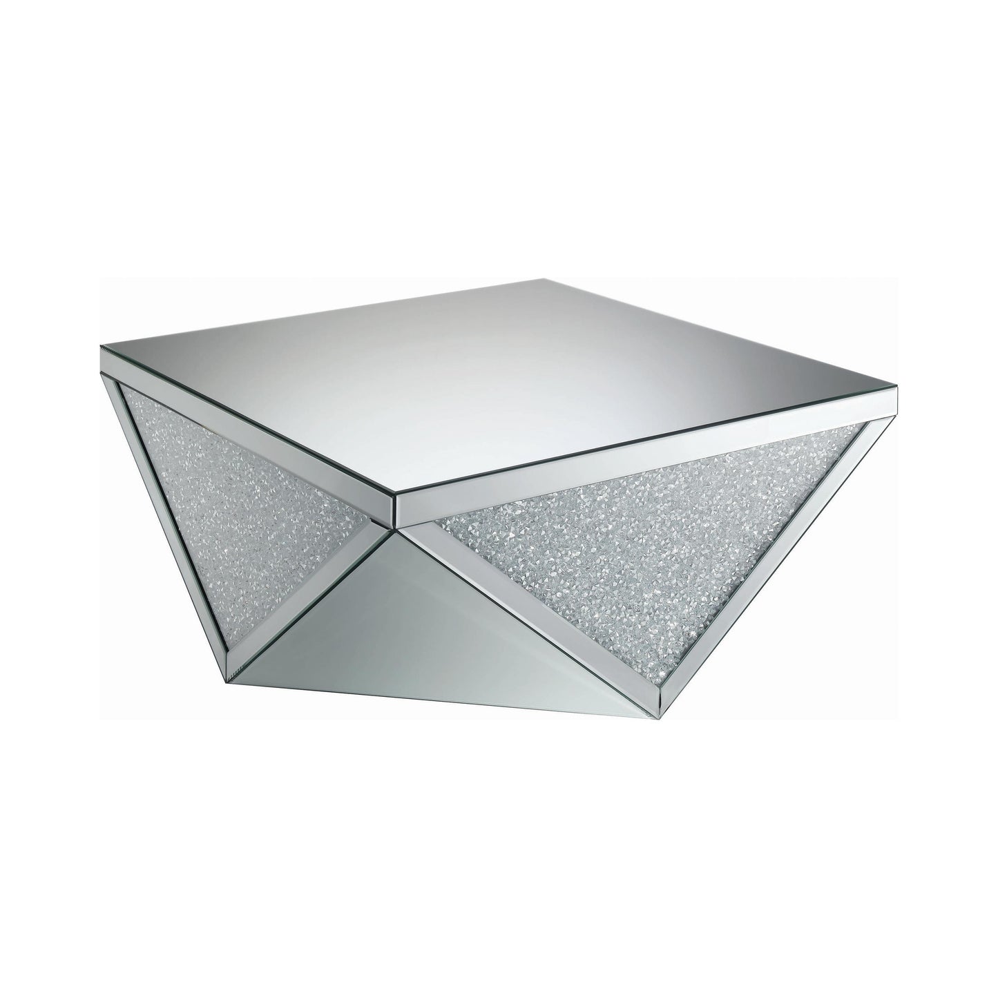 Coaster Furniture Amore 722508 Square Mirrored Acrylic Crystal Coffee Table - Silver IMAGE 1
