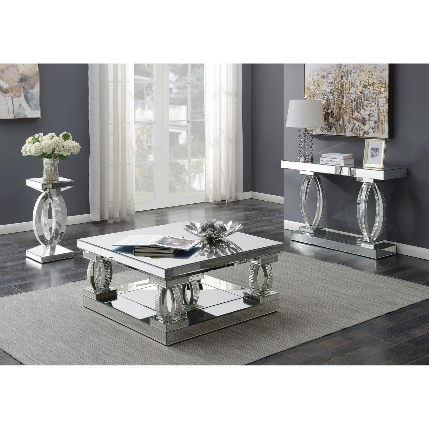 Coaster Furniture Amalia 722519 Mirrored Acrylic Entryway Sofa Console Table - Silver IMAGE 4
