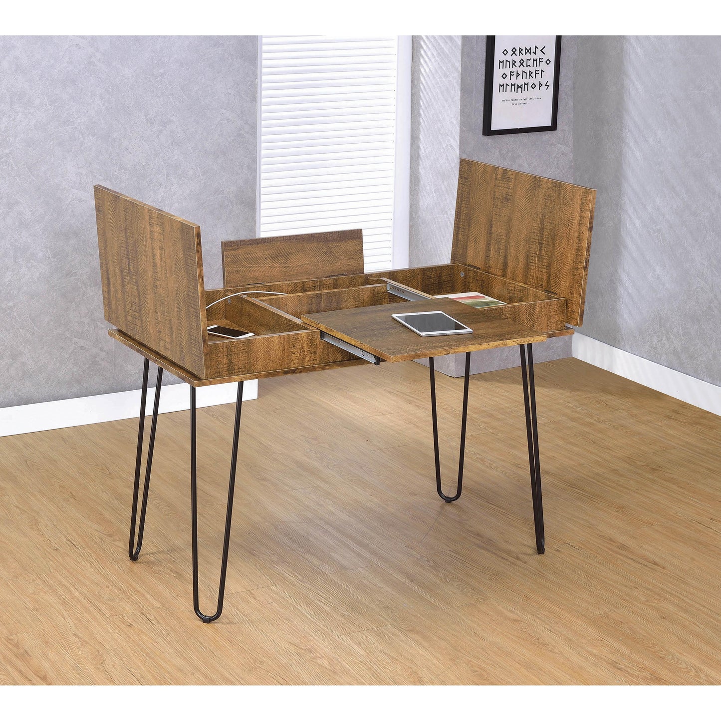 Coaster Furniture Sheeran 802011 47-inch Writing Desk with Storage - Rustic Amber IMAGE 11