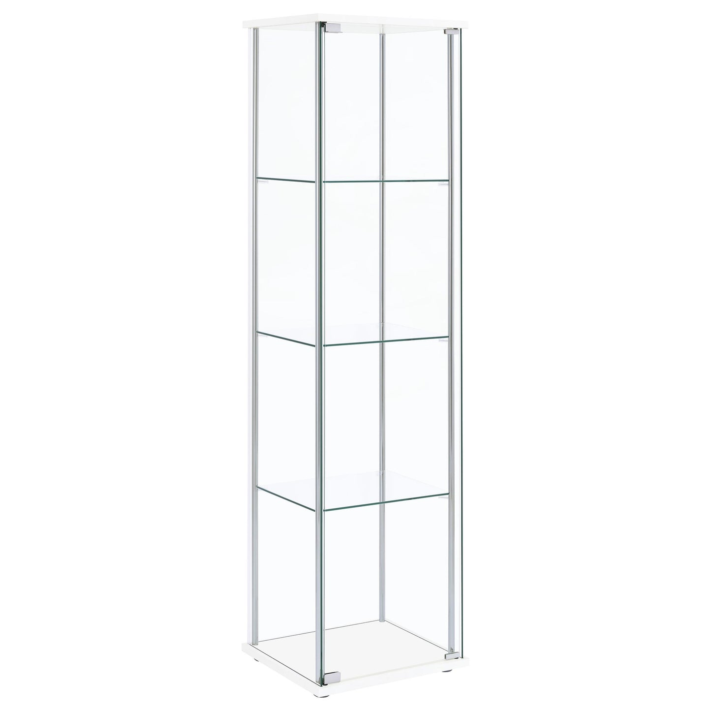 Coaster Furniture Bellatrix 951072 4-shelf Clear Glass Curio Cabinet - White IMAGE 1