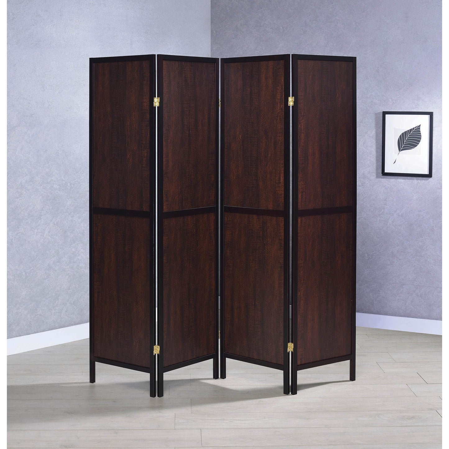 Coaster Furniture Deepika 961414 4-Panel Room Divider Folding Screen - Rustic Tobacco IMAGE 3