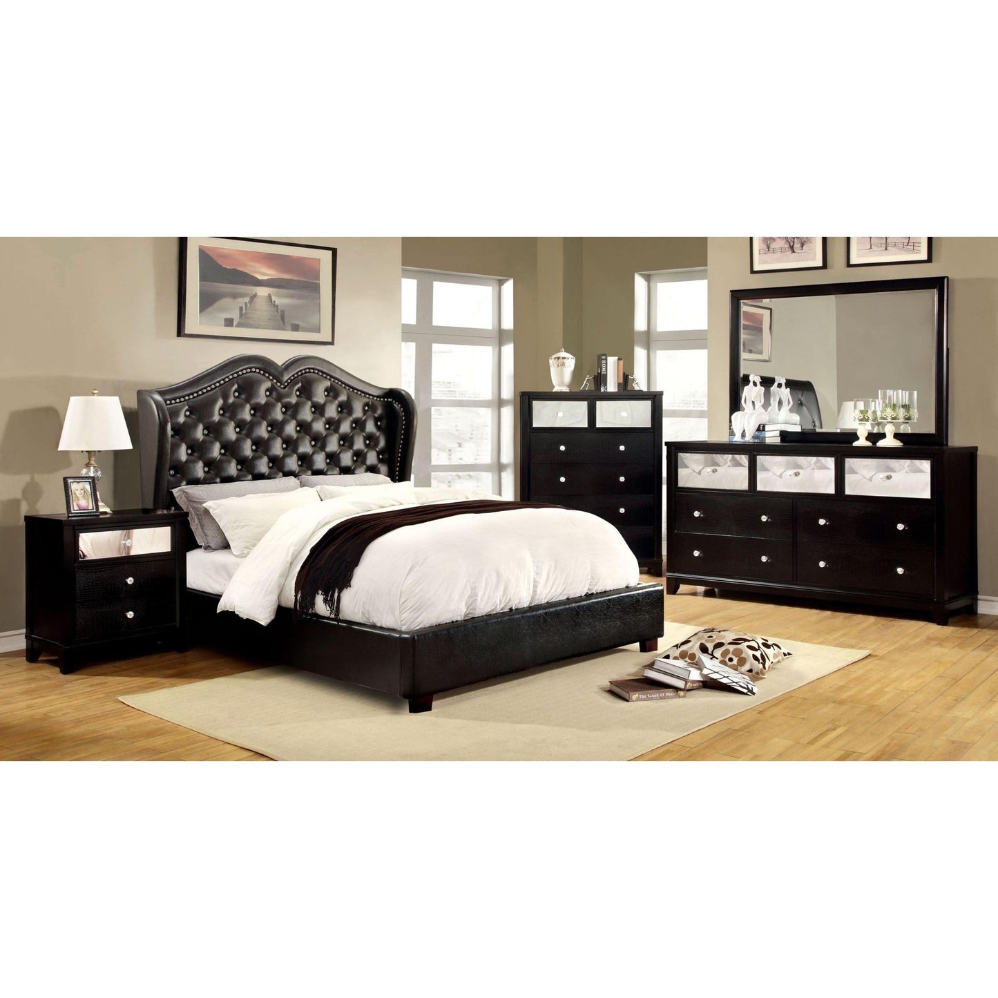 Furniture of America Monroe Queen Upholstered Platform Bed CM7016BK-Q-BED IMAGE 7