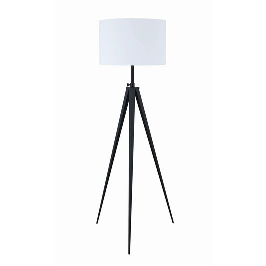 Coaster Furniture Harrington 920074 60-inch Drum Shade Metal Tripod Floor Lamp - Black IMAGE 1