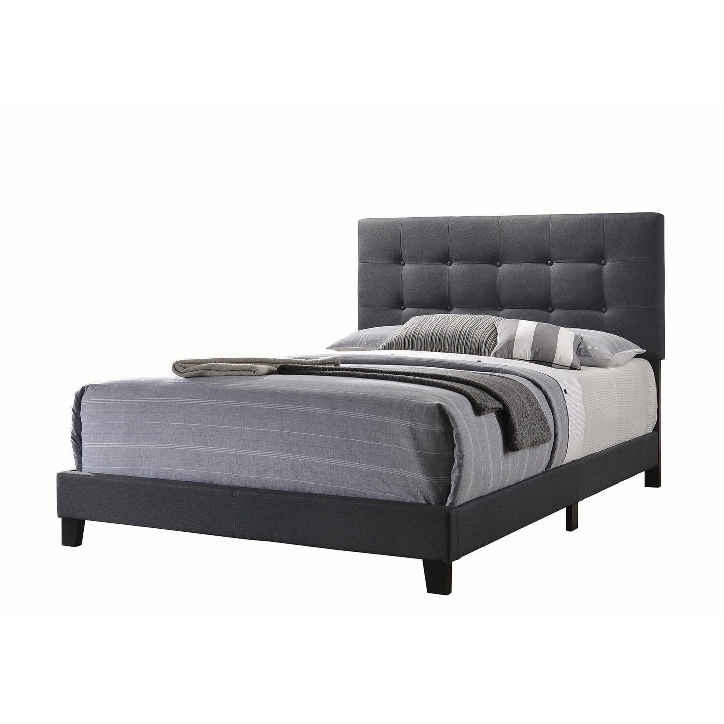 Coaster Furniture Mapes 305746Q Upholstered Queen Panel Bed - Charcoal IMAGE 1