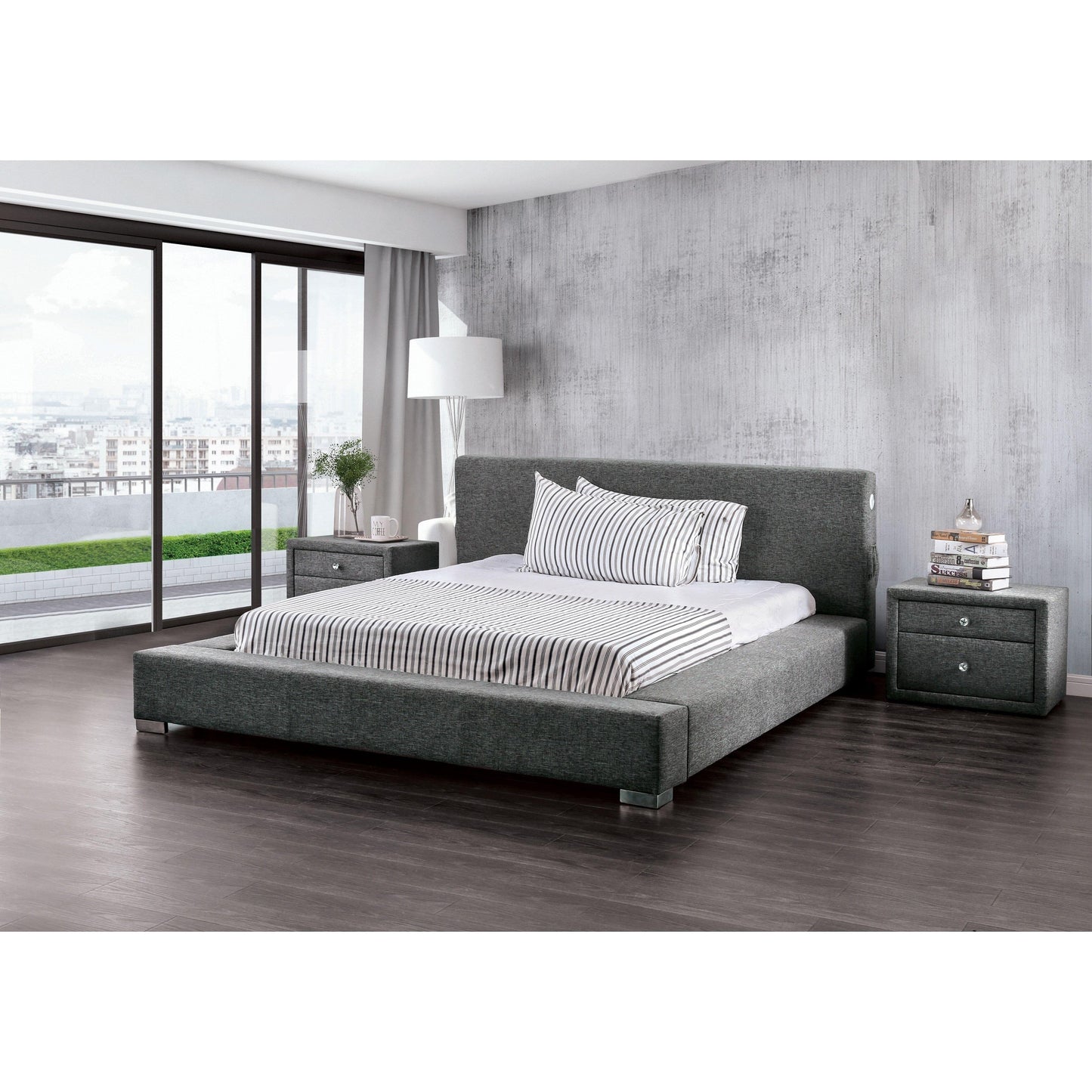Furniture of America Canaves King Upholstered Platform Bed CM7142DG-EK-BED IMAGE 5