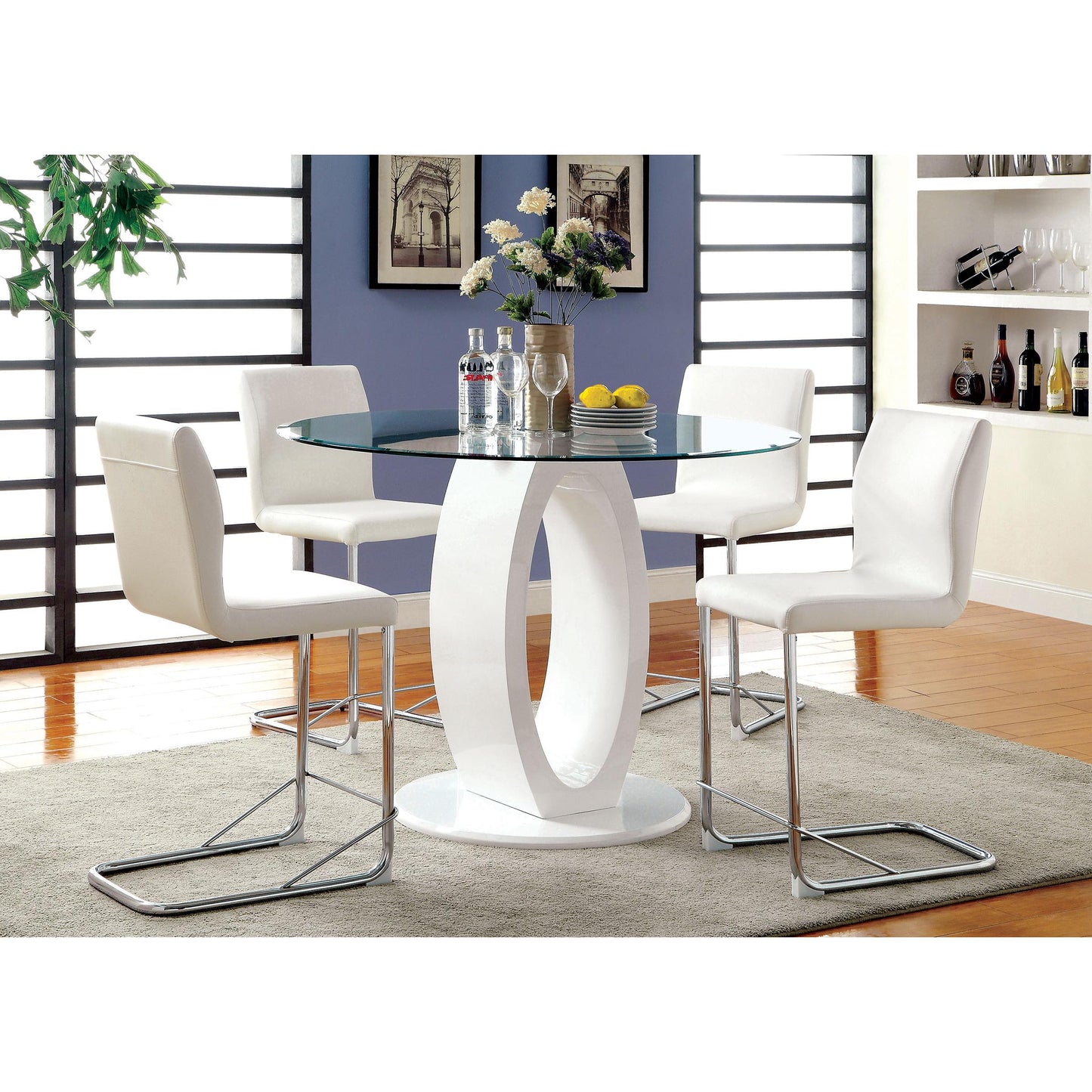 Furniture of America Lodia CM3825WH-RPT Round Counter Height Table IMAGE 3