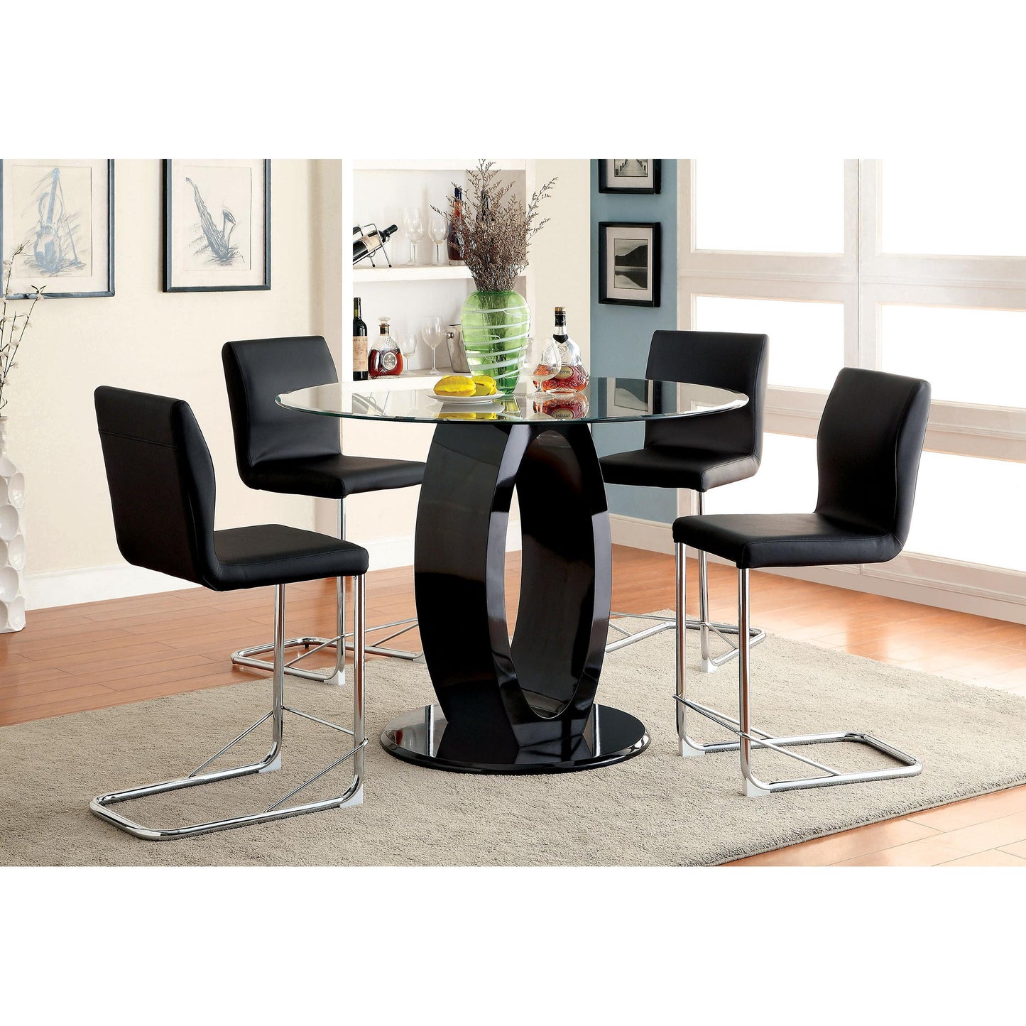 Furniture of America Lodia CM3825BK-RPT Round Counter Height Table IMAGE 3