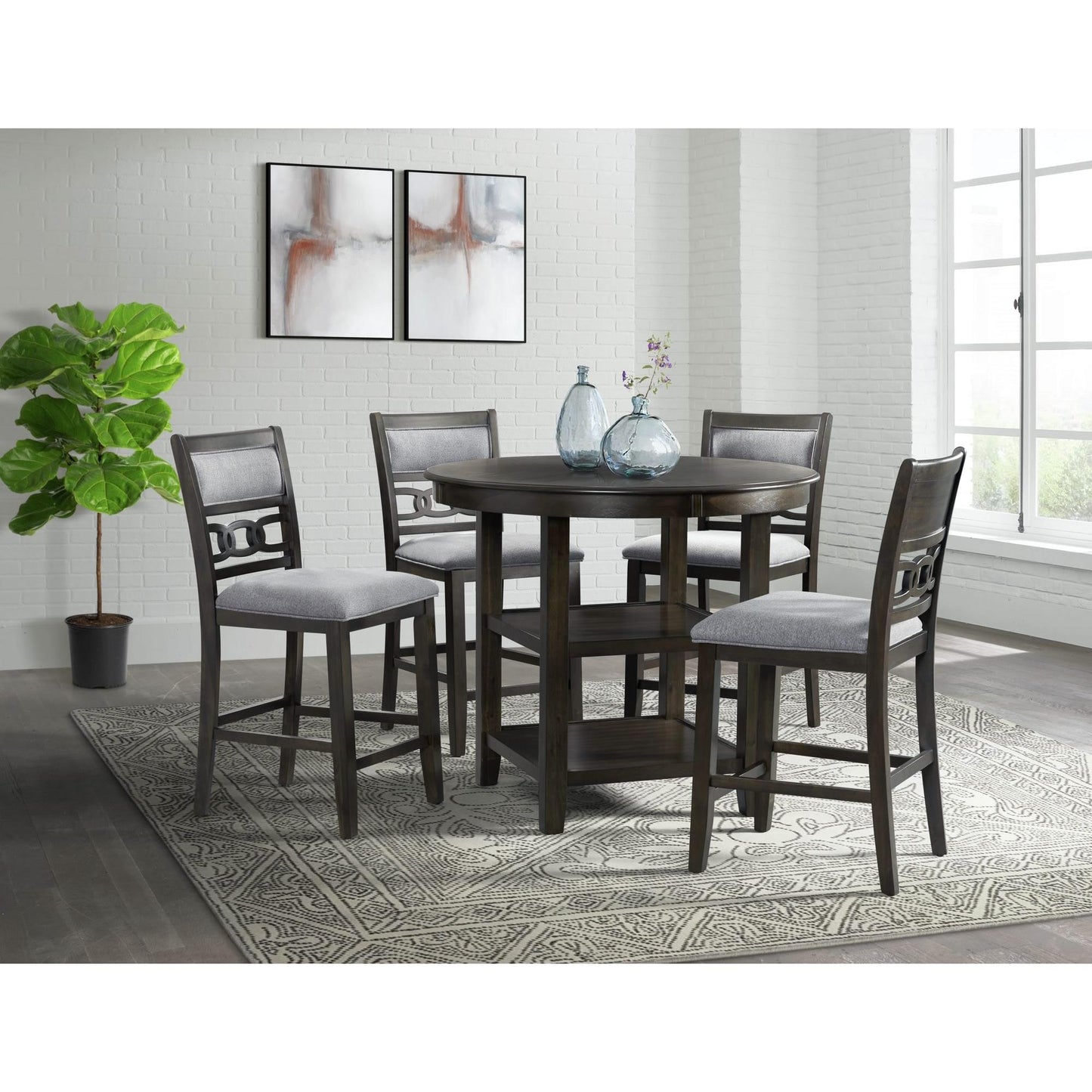 Elements International Amherst DAH550CT Counter Height Dining Table - Dark Brown IMAGE 2