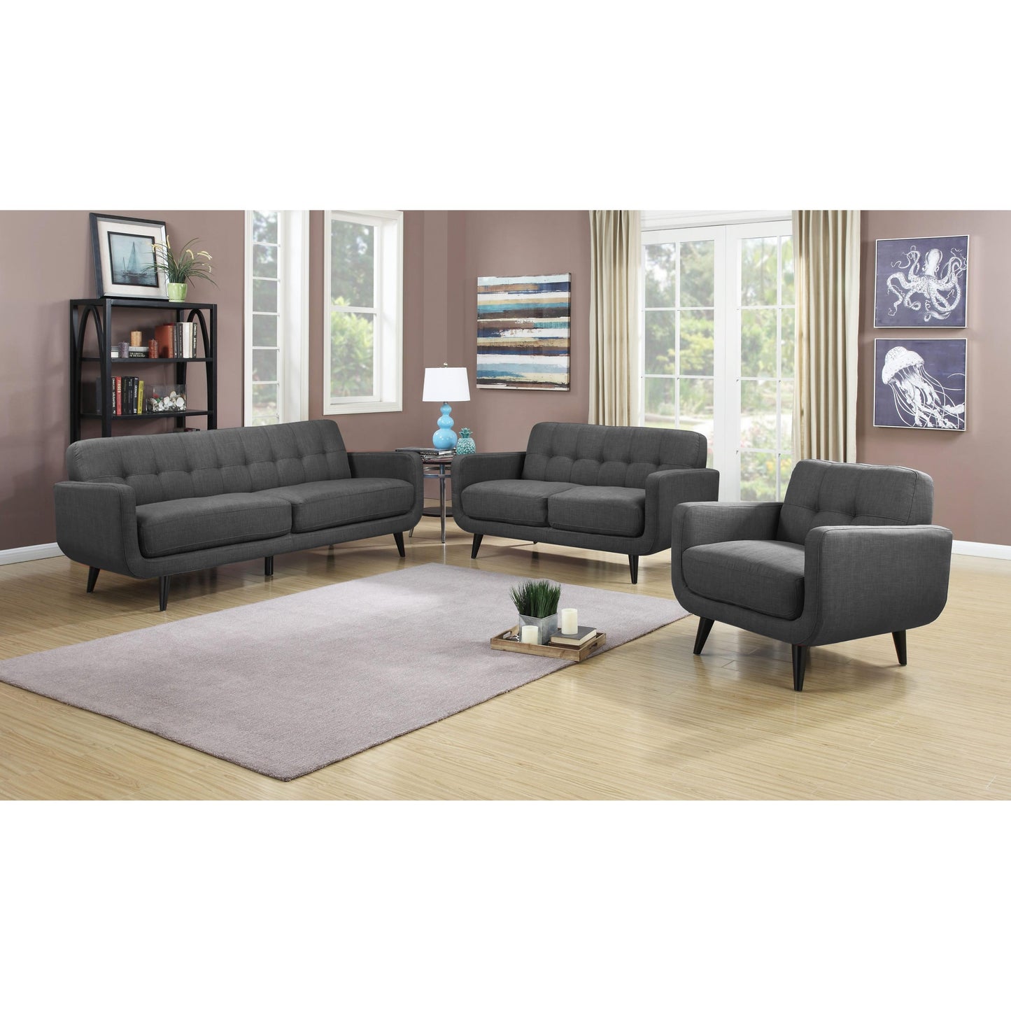Elements International Hadley UHD090200NP Loveseat - Heirloom Charcoal IMAGE 2