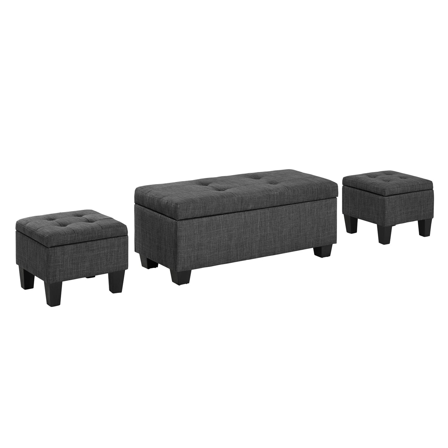 Elements International Ethan UEH090100CA Storage Bench Set - Heirloom Charcoal IMAGE 1
