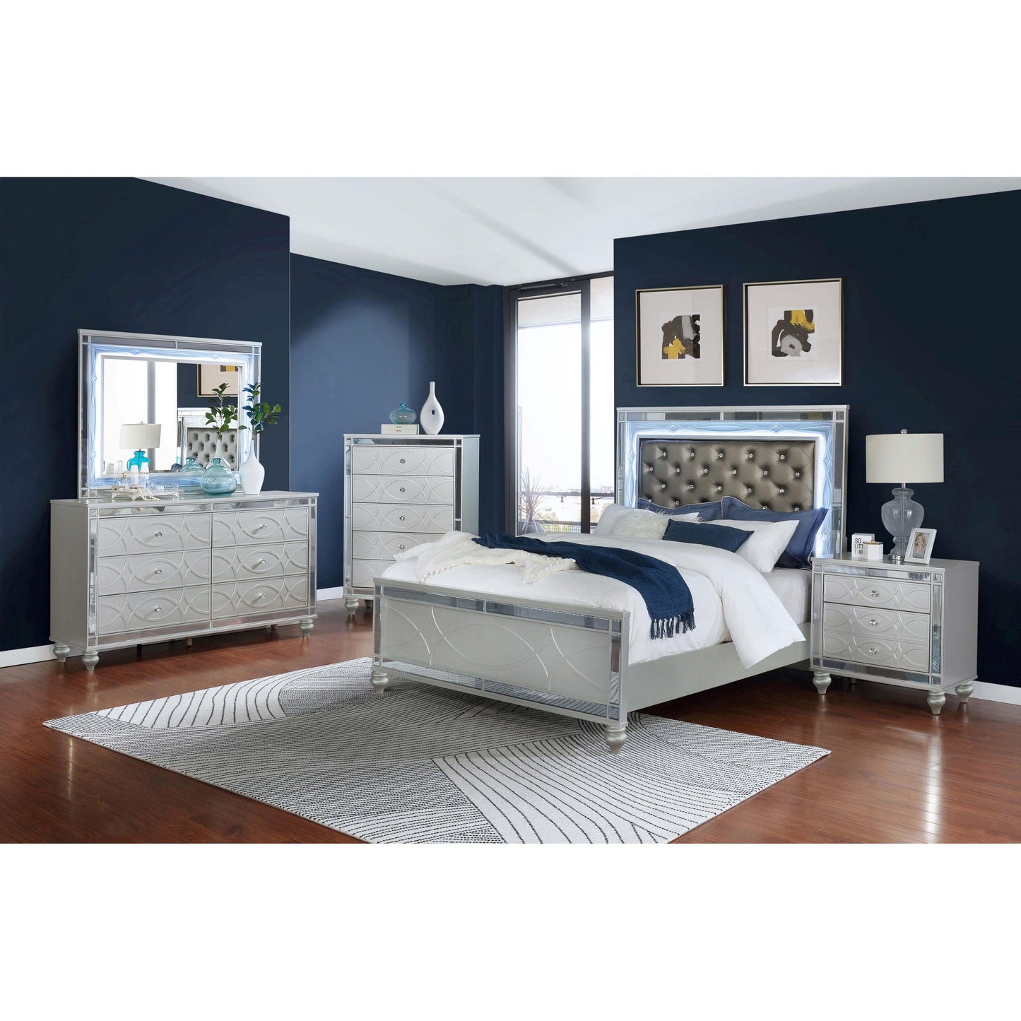 Coaster Furniture Gunnison 223212 2-Drawer Nightstand - Silver Metallic IMAGE 10