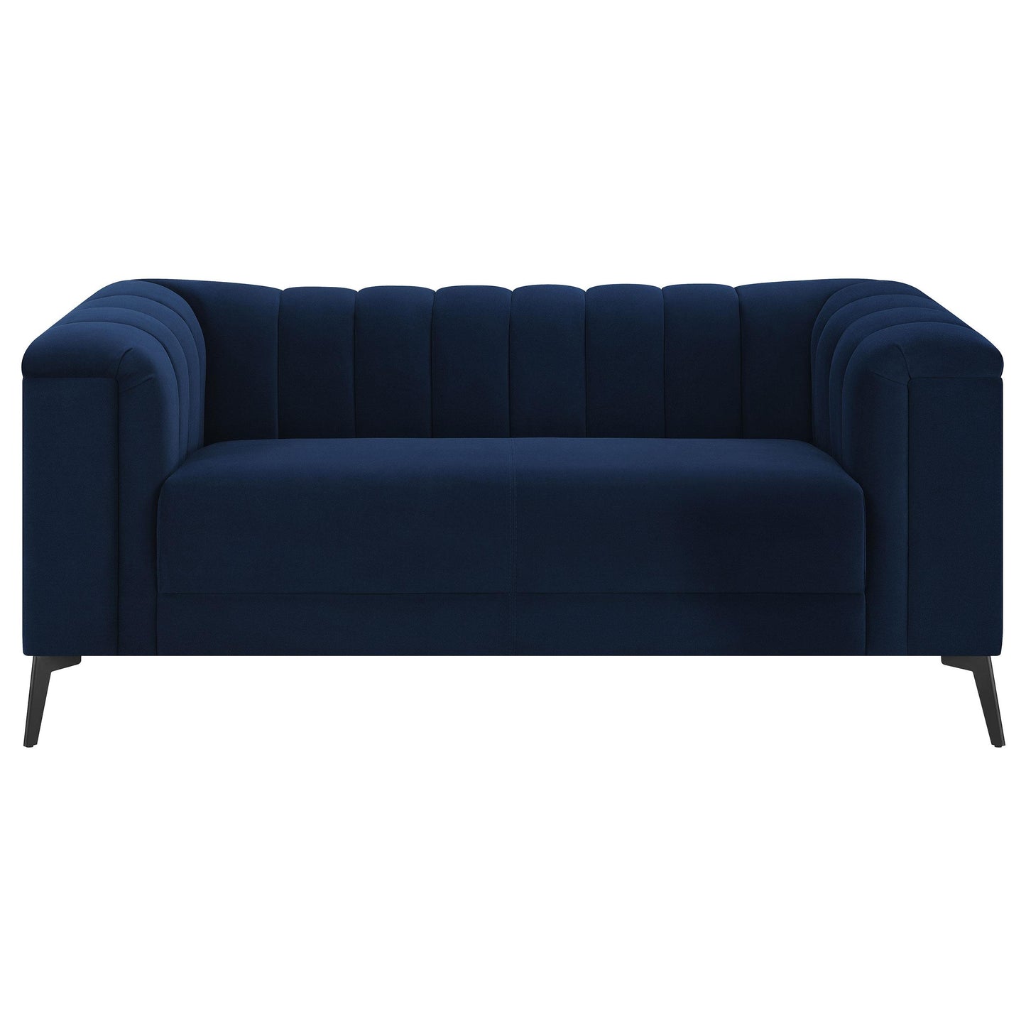 Coaster Furniture Chalet 509212 Upholstered Tuxedo Arm Tufted Loveseat - Blue IMAGE 2