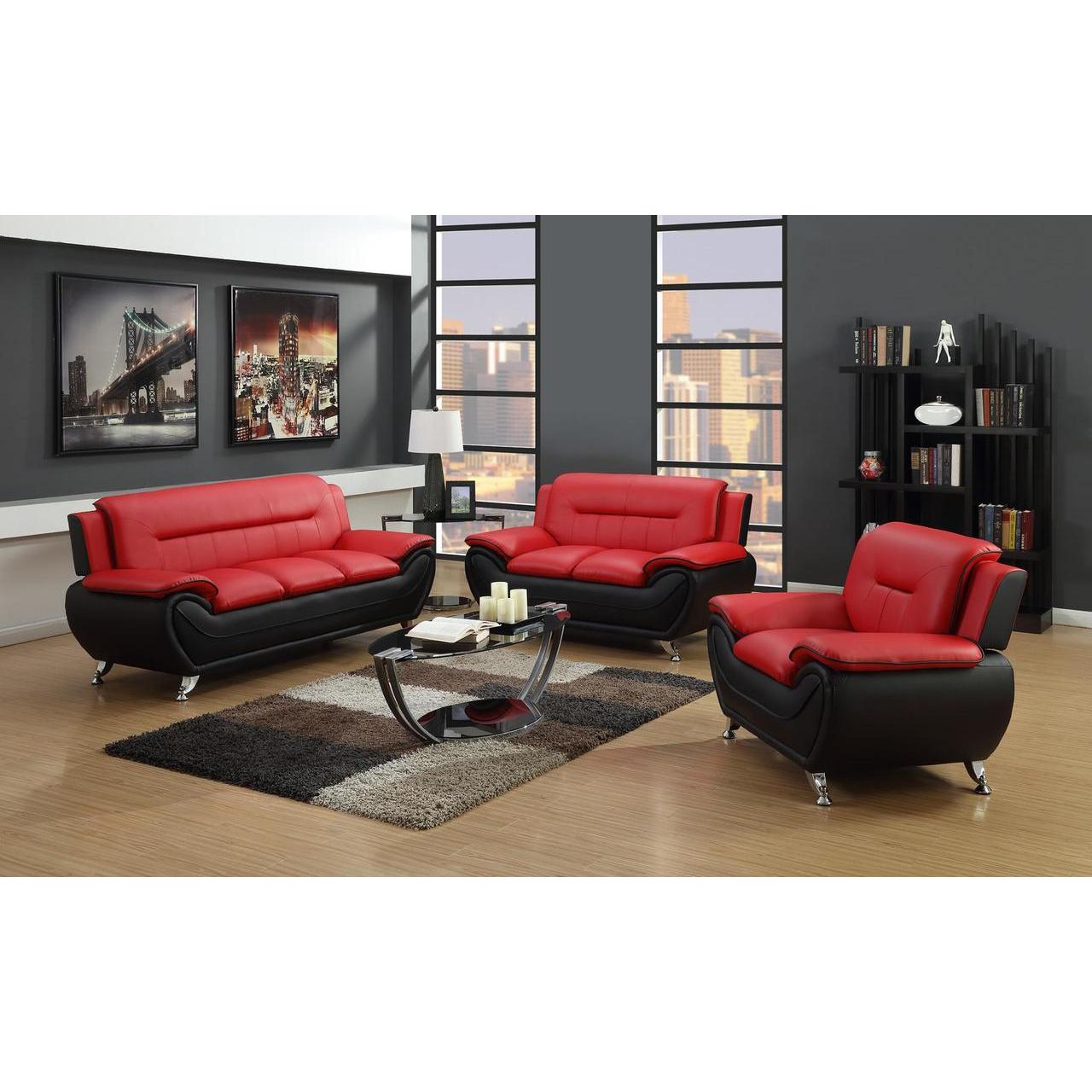 Generation Trade Metro 531410 Sofa - Red & Black IMAGE 2