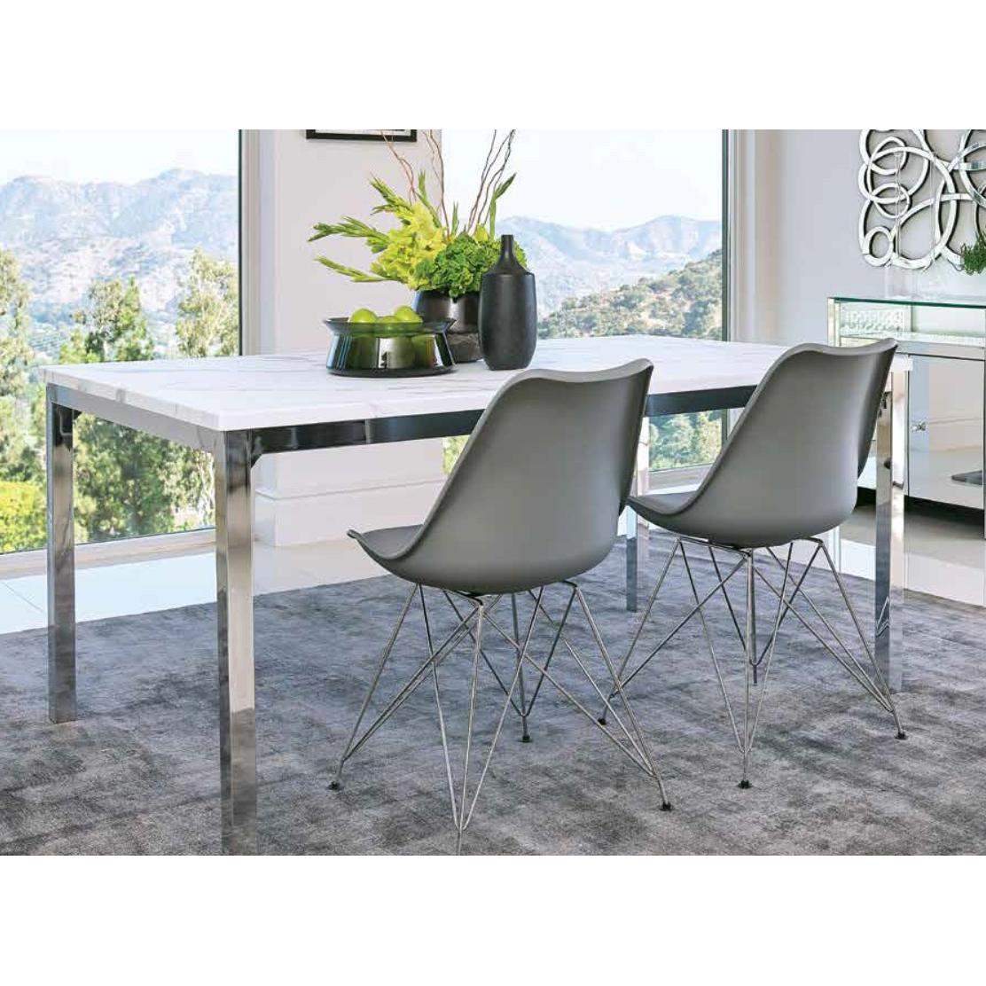 Coaster Furniture Athena 110101 Rectangular 64-inch Faux Marble Dining Table - Chrome IMAGE 6